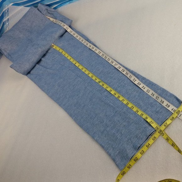 Linen trousers, ESCADA Germany classic straight leg Linen pant BLUE size 38 - Picture 7 of 8